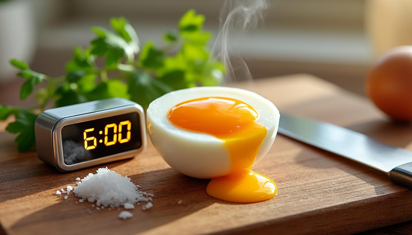 découvrez le temps de cuisson idéal pour réussir un œuf mollet parfait à chaque fois, avec des conseils simples et précis pour obtenir un jaune légèrement coulant.