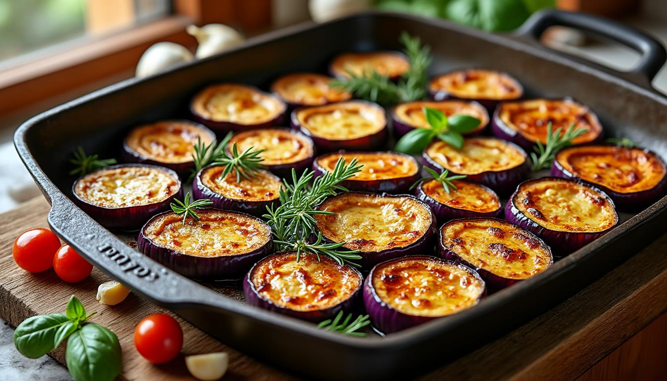 découvrez une recette simple et délicieuse d'aubergine au four, parfaite pour un plat savoureux et facile à préparer.
