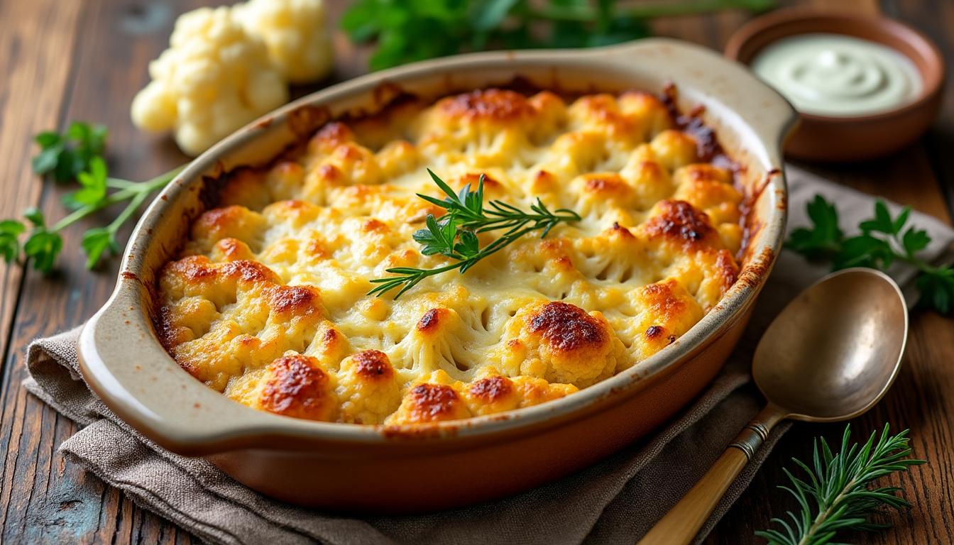 découvrez notre recette facile et savoureuse de gratin de chou-fleur, parfaite pour un repas réconfortant et gourmand à partager en famille.