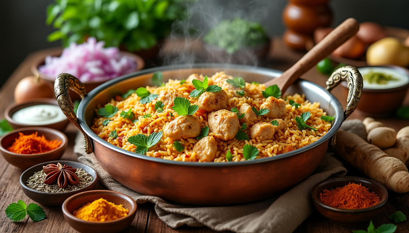 découvrez notre recette facile pour préparer un biryani poulet savoureux et authentique, un plat indien riche en saveurs et épices.