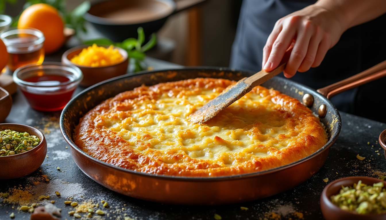 découvrez comment préparer un knafeh traditionnel parfaitement fondant grâce à notre guide étape par étape, pour un dessert oriental savoureux et authentique.