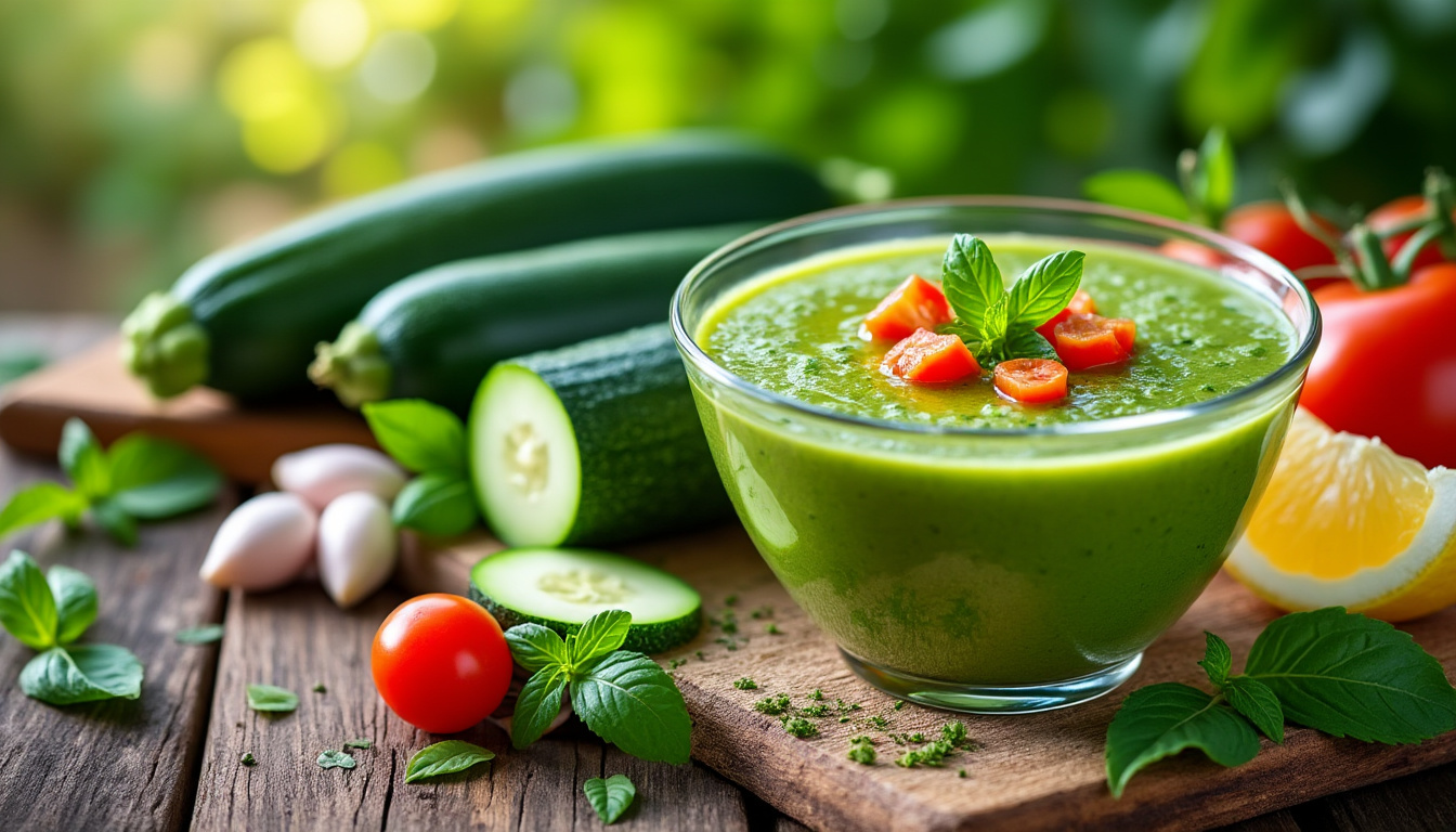 découvrez notre recette facile et rafraîchissante de gaspacho courgette, idéale pour profiter d'un été frais et léger.