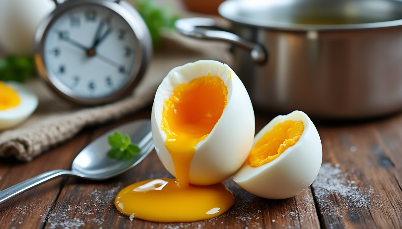 découvrez le temps idéal pour réussir parfaitement la cuisson d'un œuf mollet, afin d'obtenir un blanc ferme et un jaune fondant à souhait.