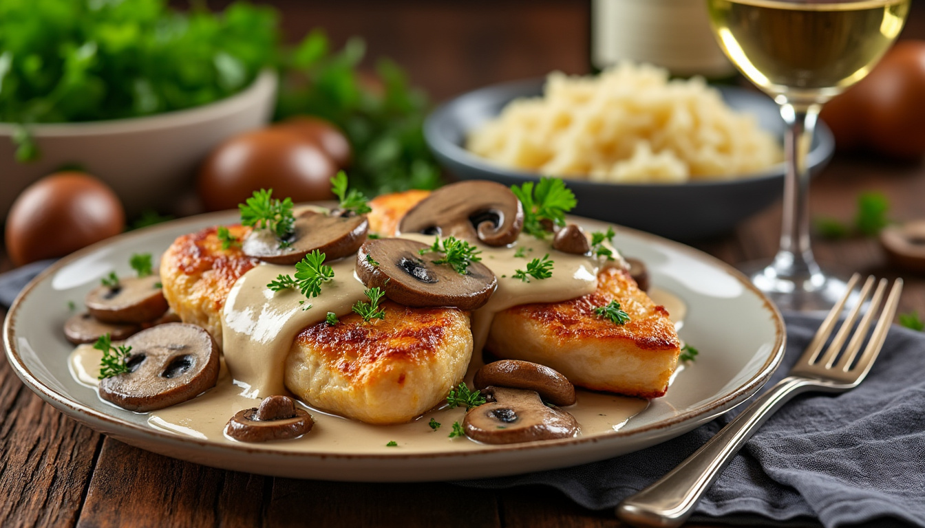 découvrez notre recette facile de poulet à la crème et aux champignons, parfaite pour un dîner savoureux et rapide à préparer.